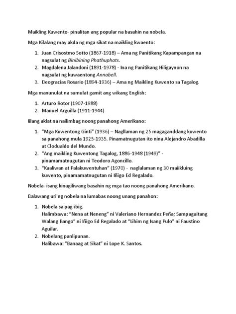 Halimbawa Ng Nobela: Mga Halimbawa Ng Nobelang .